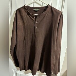 Rich Brown Long Sleeve Rough Dress long sleeve Shirt